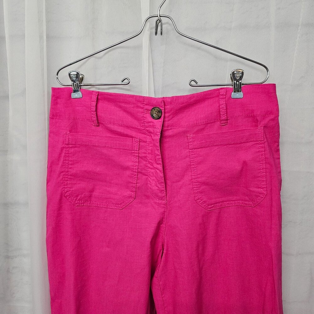 Nicole Miller Pink Cropped Pants Linen Blend Summer Beach Colorful 8 - Picture 2 of 9